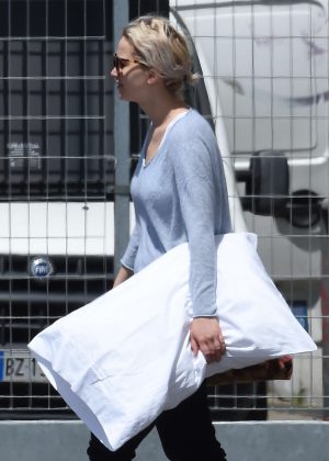 Jennifer Lawrence at the Airport in Florence