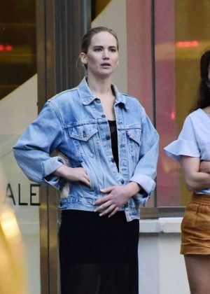 Jennifer Lawrence in Jeans Jacket out in New York City