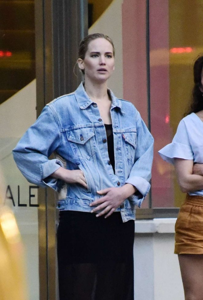Jennifer Lawrence in Jeans Jacket out in New York City
