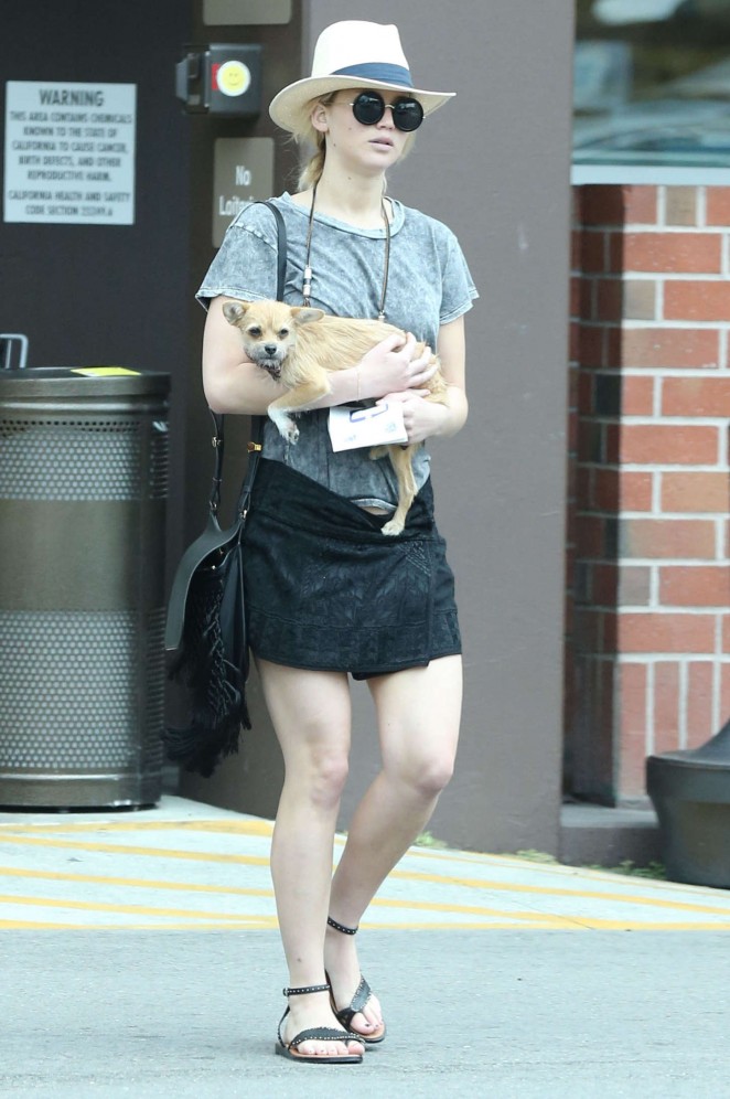 Jennifer Lawrence - Leggy in Mini Skirt Out in Beverly Hills