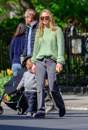 Jennifer Lawrence - On a walk with her son in New York City