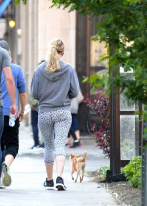 Jennifer Lawrence in Tights Walking her dog in Montreal