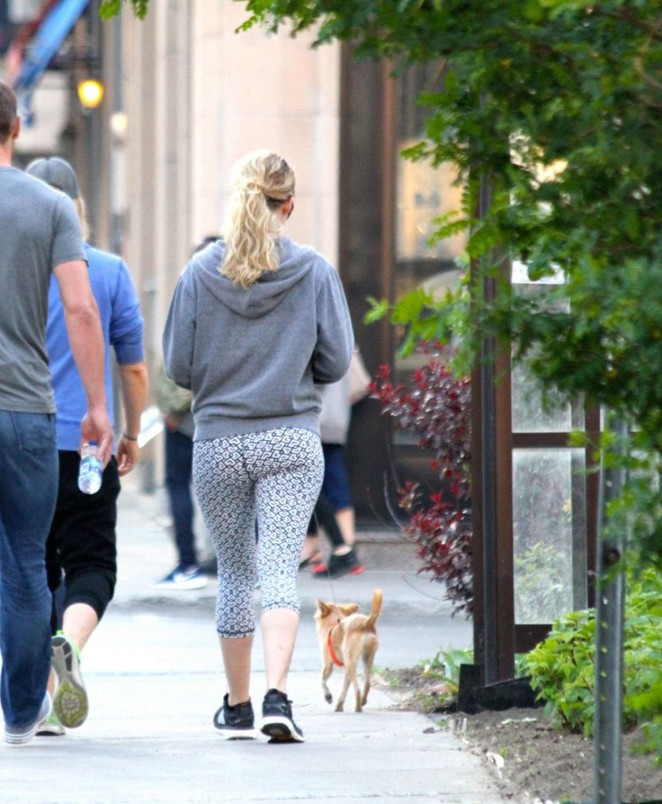 Jennifer Lawrence in Tights Walking her dog in Montreal