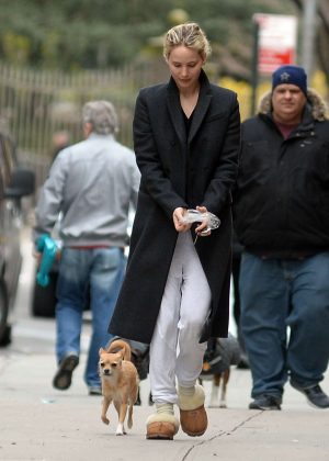 Jennifer Lawrence - Walking her dog Pippa in New York