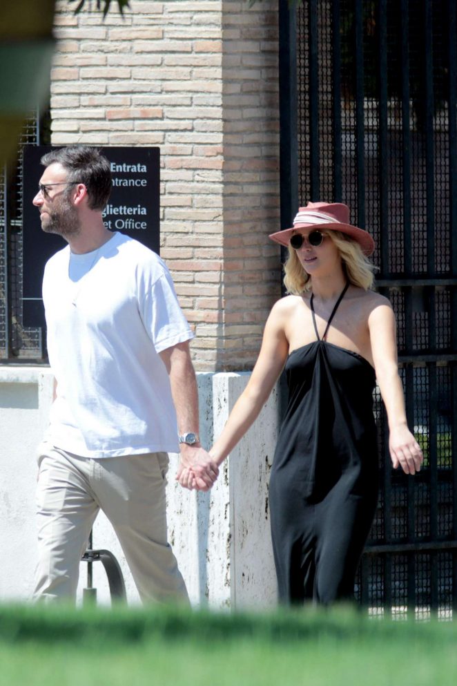 Jennifer Lawrence with Cooke Maroney out in Rome