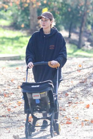 Jennifer Lawrence - With her baby boy visiting a school of ducks at a L.A. lake