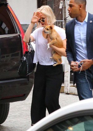 Jennifer Lawrence with her dog out in New York