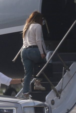 Jennifer Lopez and Alex Rodriguez - On a private jet leaving Miami