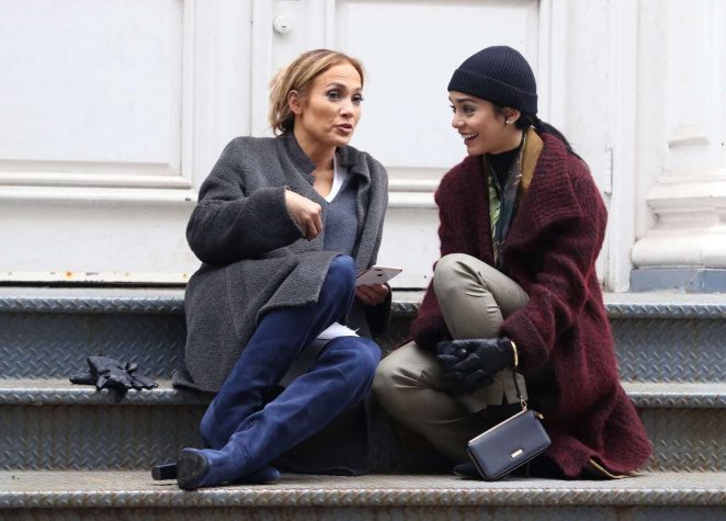 Jennifer Lopez and Vanessa Hudgens - Filming 'Second Act' in New York