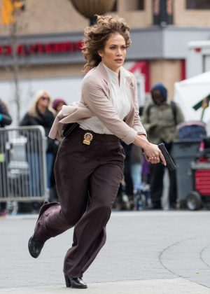 Jennifer Lopez at the movie set of 'Shades of Blue' in New York