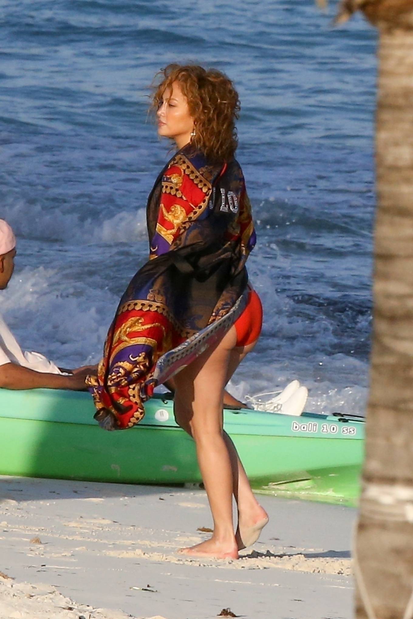 Jennifer Lopez In A Red Bikini At A Beach In Turks And Caicos 1