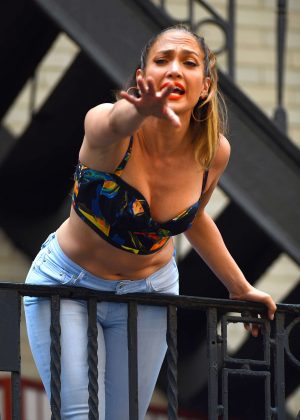 Jennifer Lopez in Jeans takes on a music video in Broadway