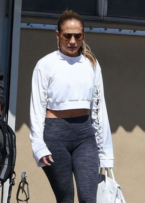 Jennifer Lopez in Spandex Leaves a gym in Miami