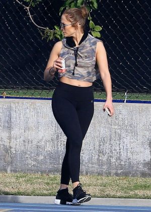 Jennifer Lopez in Tights - Workout in Los Angeles