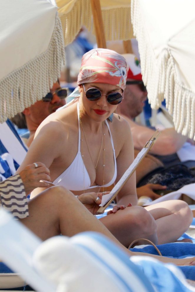 Jennifer Lopez in White Bikini Top on the Beach in Miami