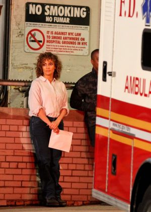 Jennifer Lopez on 'Shades of Blue' set at Metropolitan Hospital in NYC