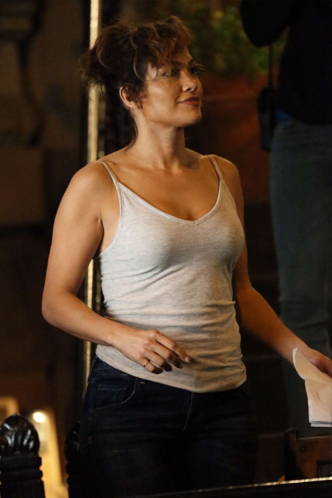 Jennifer Lopez on the set of 'Shades of Blue' in NYC
