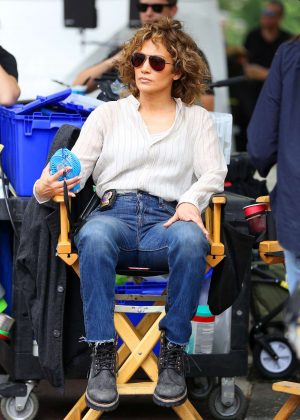 Jennifer Lopez on the set of 'Shades of Blue' in New York City