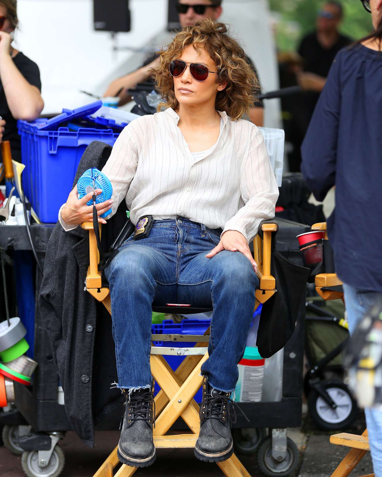 Jennifer Lopez on the set of 'Shades of Blue' in New York City