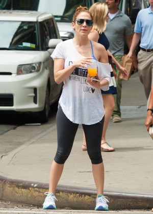 Jennifer Lopez in Leggings Out in NYC