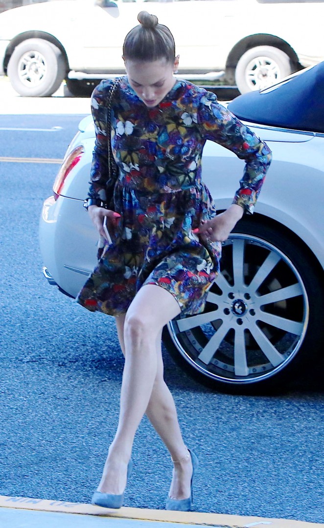 Jennifer Lopez in Mini Dress Out in Burbank