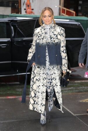 Jennifer Lopez - Wearing a snake-skin outfit at NBC studios in New York