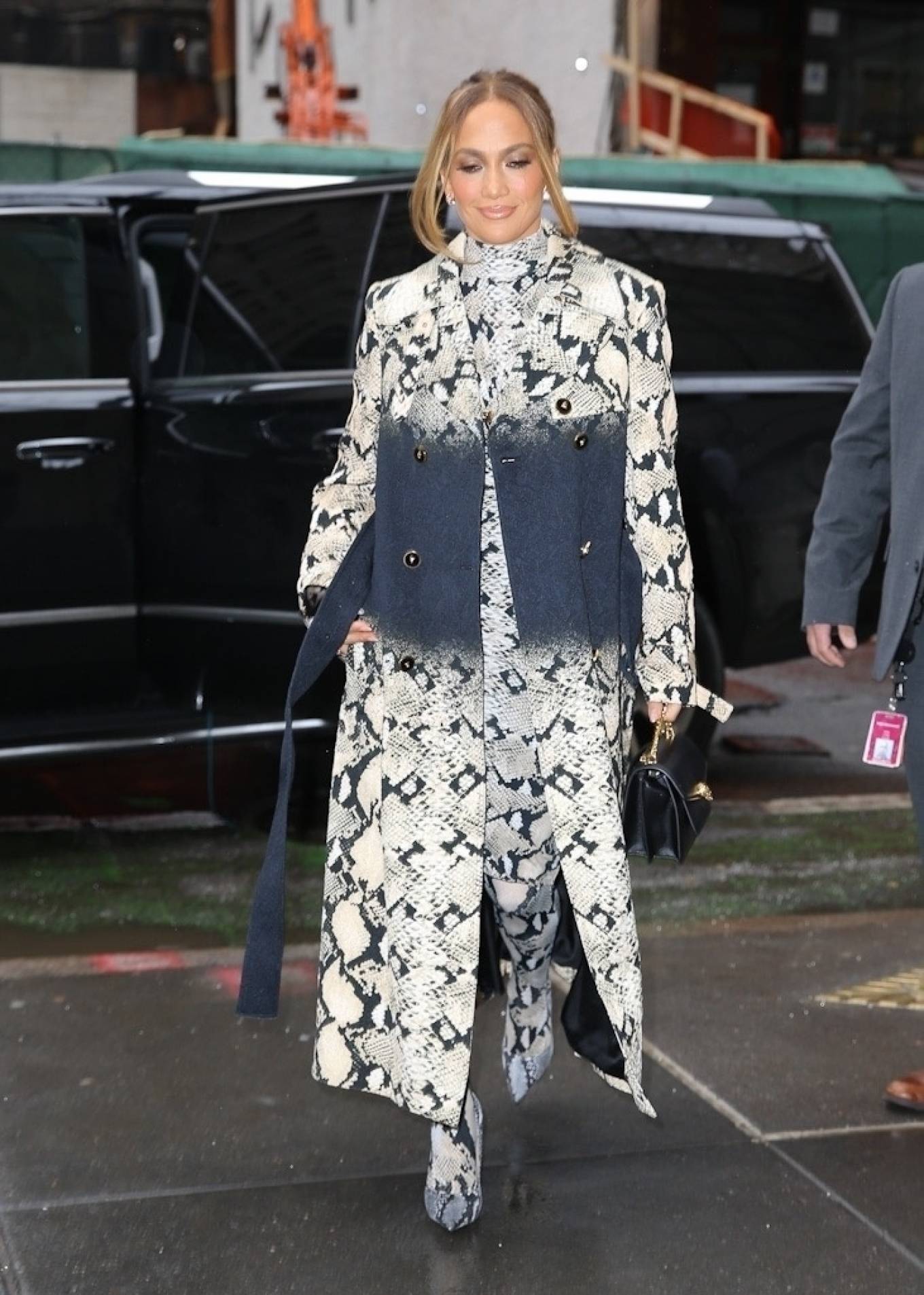 Jennifer Lopez – Wearing a snake-skin outfit at NBC studios in New York ...