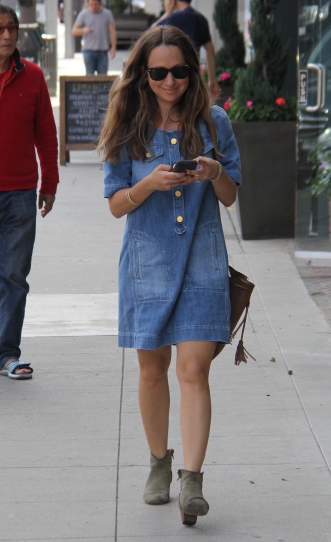 Jennifer Meyer in Jeans Dress out in Beverly Hills