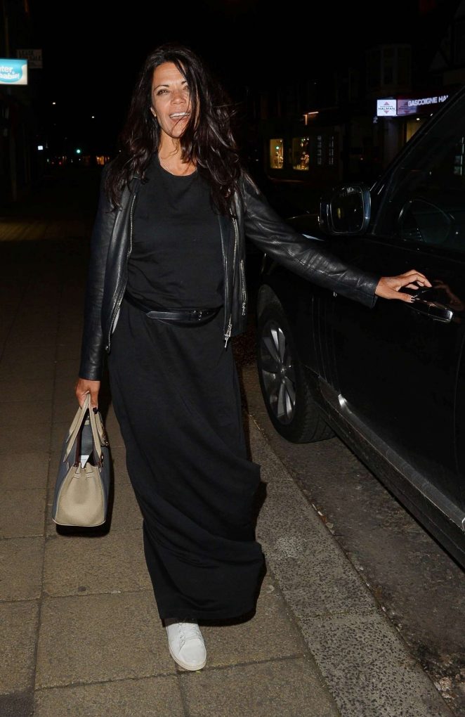 Jenny Powell in Long Black Dress out in Cheshire