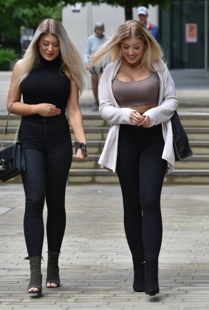 Jess Gale and Eve Gale - Leaving a meeting in London