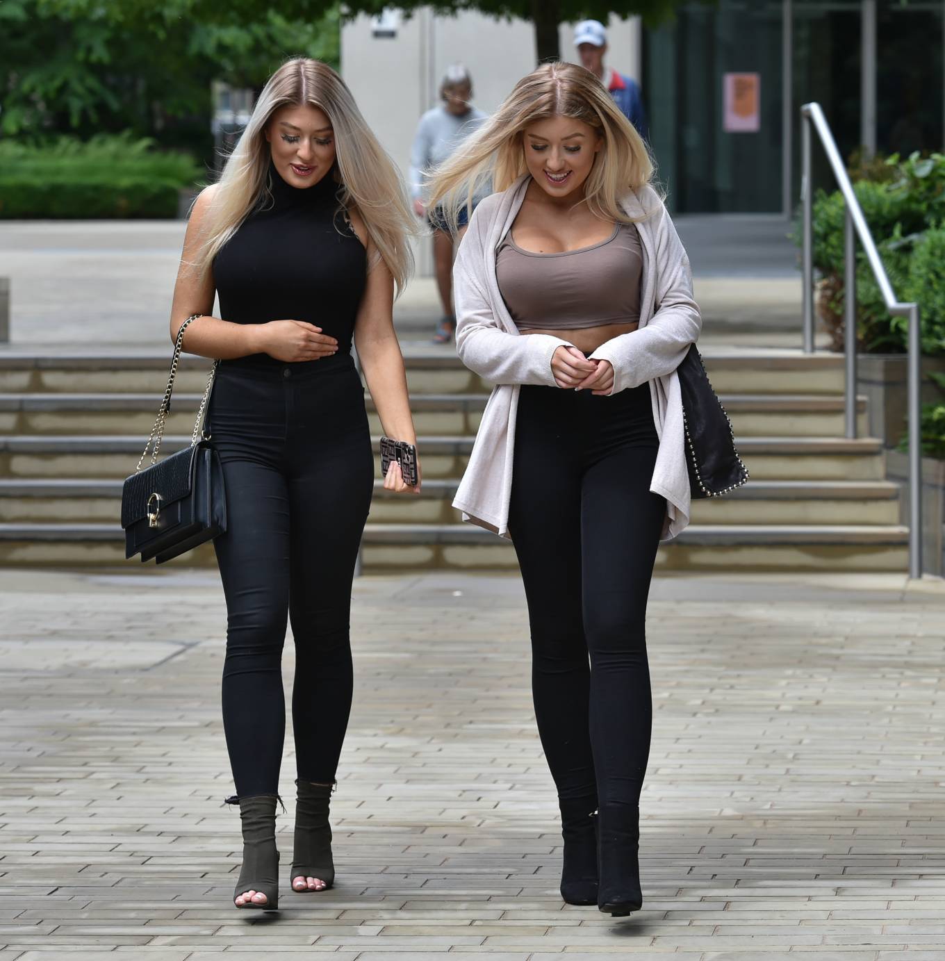 Jess Gale and Eve Gale - Leaving a meeting in London