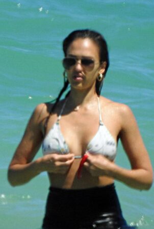 Jessica Alba - In bikini top in Miami