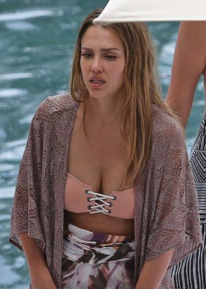Jessica Alba in Bikini Top on vacation in Hawaii