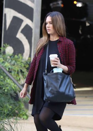 Jessica Alba in Black Mini Dress - Out in Beverly Hills