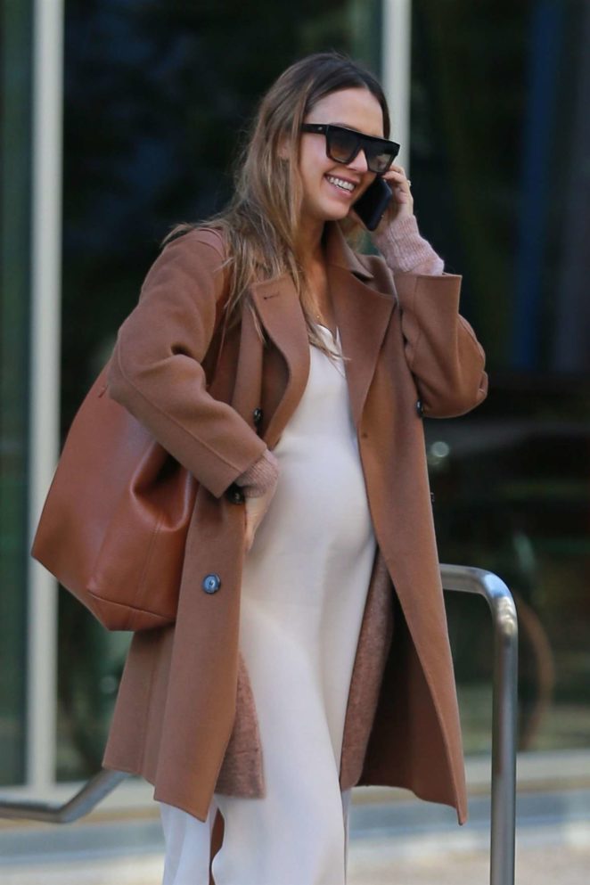 Jessica Alba in Brown Coat out in Los Angeles
