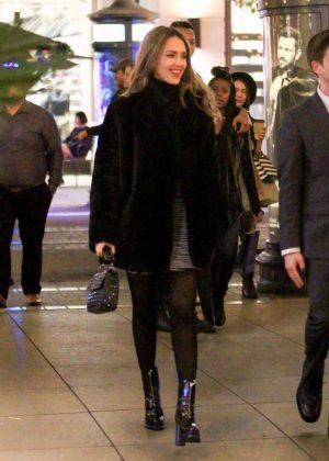 Jessica Alba in Fur Coat out in Los Angeles