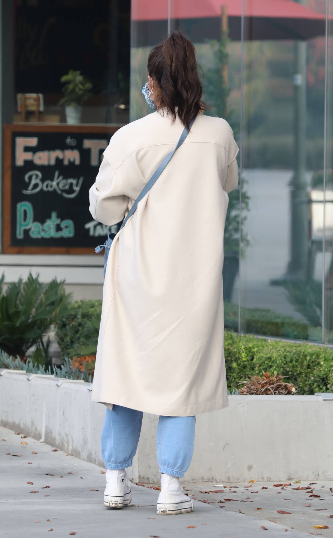 Jessica Alba 2021 : Jessica Alba – In light blue outfit and cream coat and white Converse in Beverly Hills-01