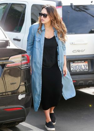 Jessica Alba in Long Black Dress out in LA
