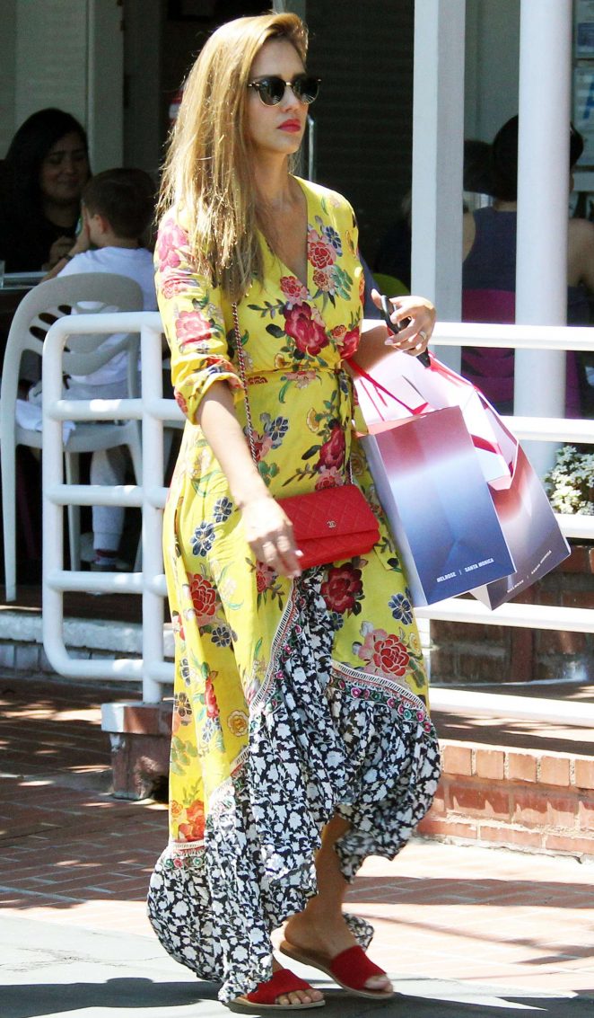 Jessica Alba in Long Summer Dress in West Hollywood
