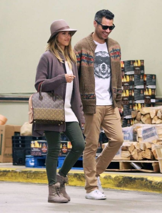 Jessica Alba with her family out in Beverly Hills