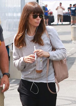 Jessica Biel arrives on the set of 'The Sinner' in New York