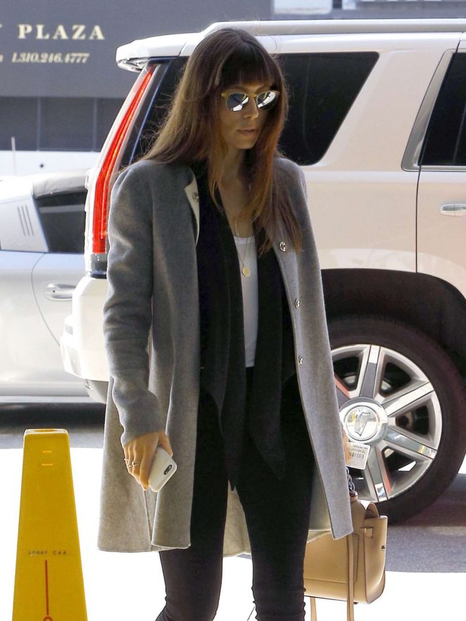 Jessica Biel at an office building in Century City