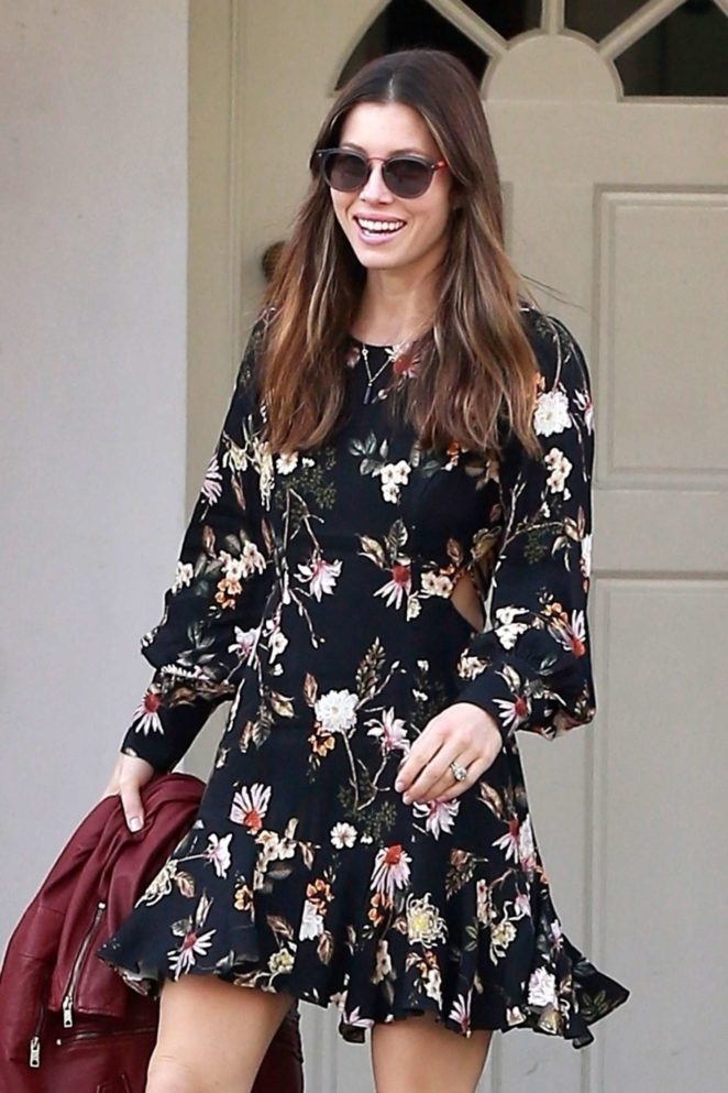 Jessica Biel in Short Dress at The Farm in Beverly Hills
