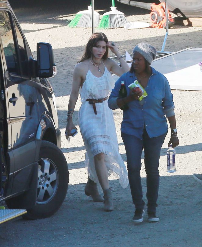 Jessica Biel - On the set of a untitled music video project in Los Angeles