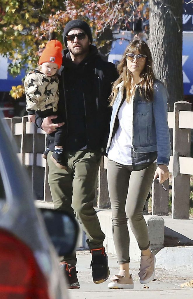 Jessica Biel with her family out in Los Angeles