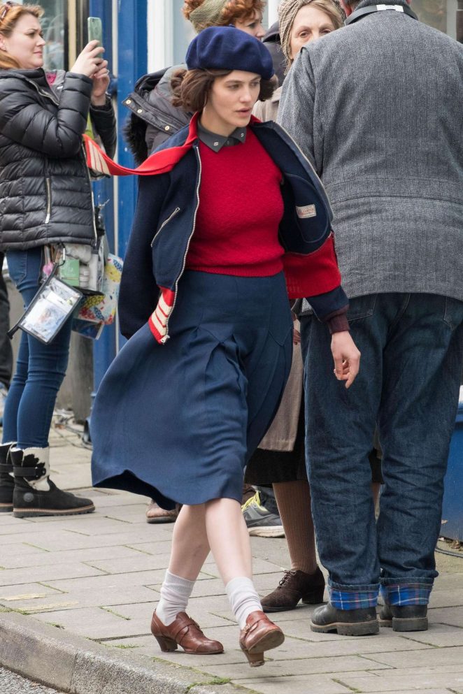 Jessica Brown Findlay on set of 'Gurnsey' in London