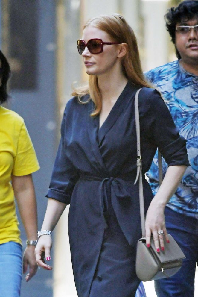 Jessica Chastain and Gian Luca Passi de Preposulo out in New York City