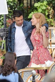 Jessica Chastain and Sebastian Stan - On set of '355' in Paris