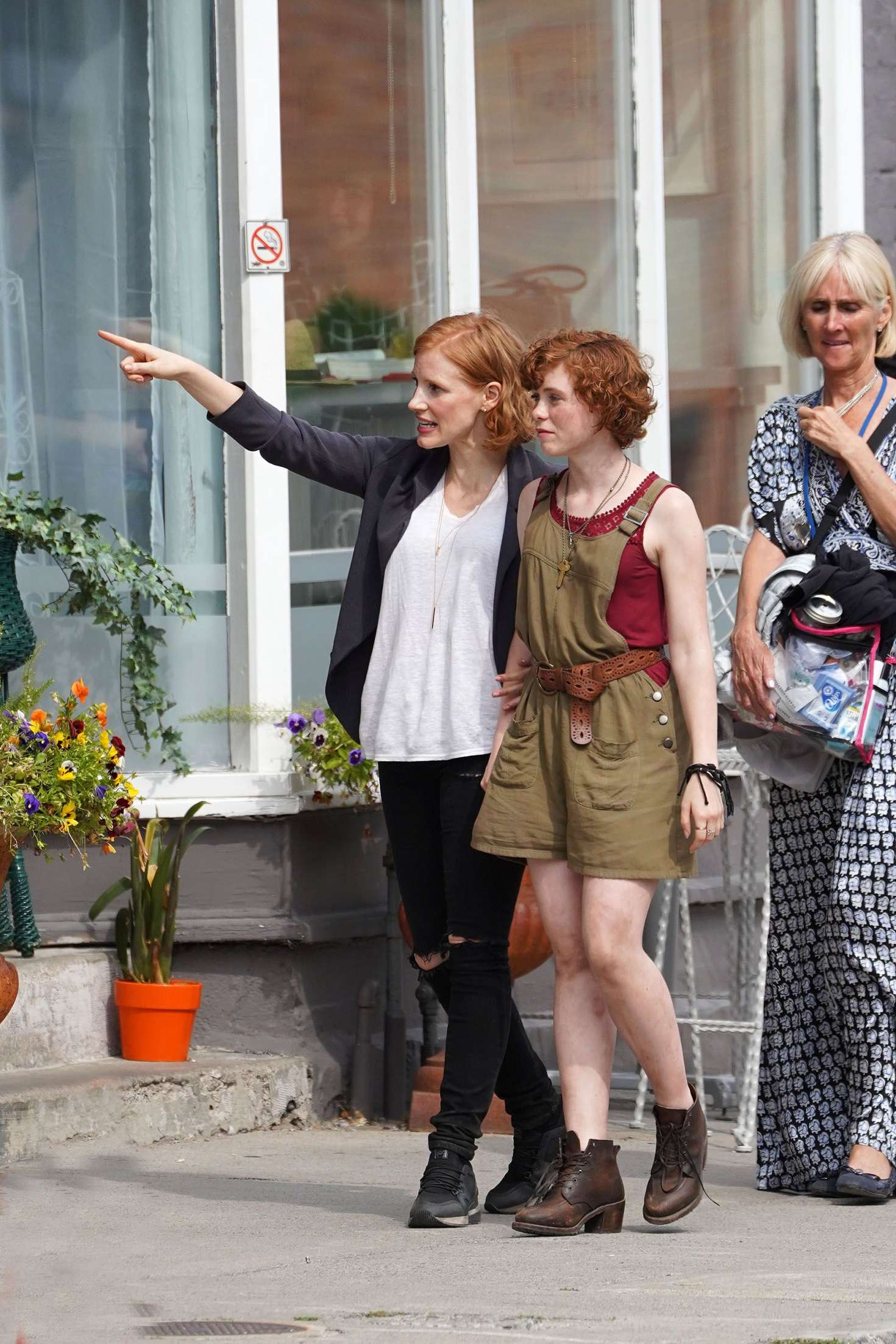 Jessica Chastain and Sophia Willis - On set of 'It Chapter Two' in Port Hope