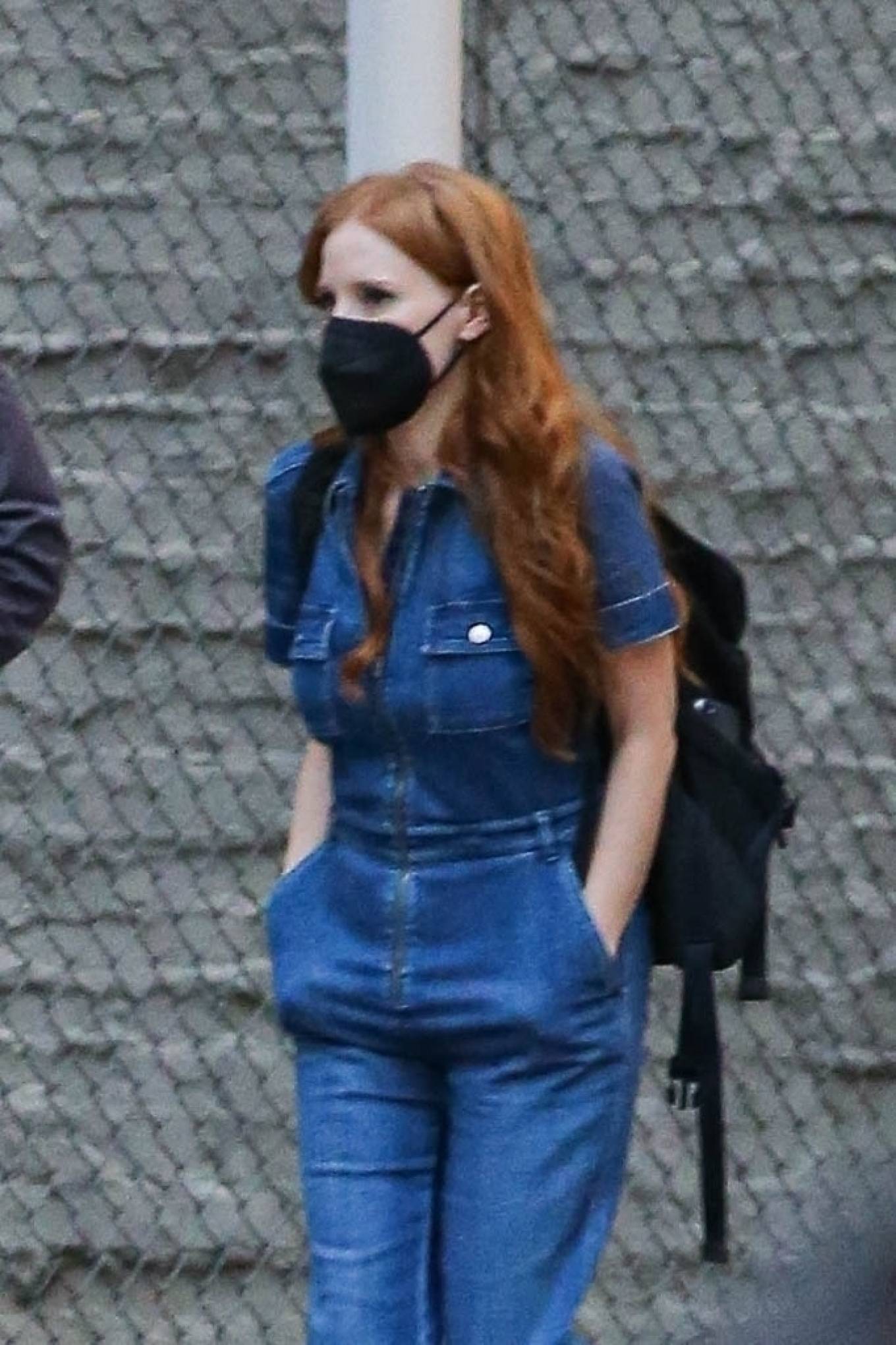 Jessica Chastain 2022 : Jessica Chastain – In a denim jumpsuit with Michael Shannon out in New York-03